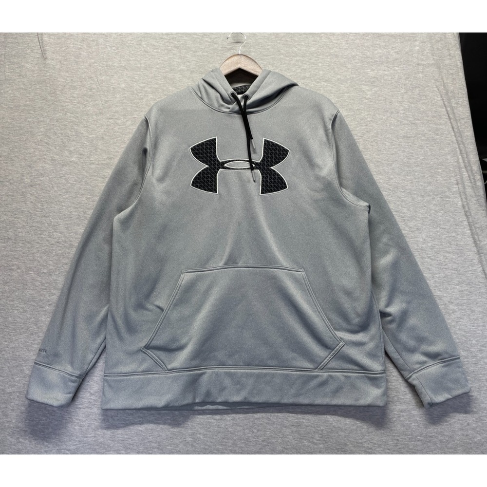 Under Armour Fleece Hoodie Mens XL Gray Logo Quick Drying Gym Training Athletic‎
